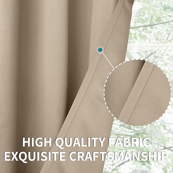 BGment Blackout Curtains - Grommet Thermal Insulated Room Darkening Bedroom and Living Room Curtains, Set of 2 Panels (46 x 84 Inch, Sand)