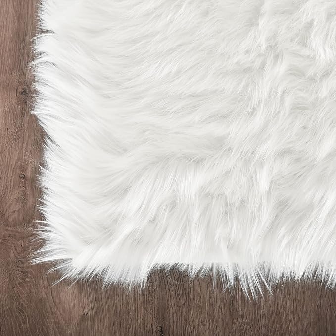 Latepis Runner Rugs for Hallway 2x8 White Faux Sheepskin Fur Rug Fluffy Shag Rugs for Bedroom Living Room Rug Rectangle