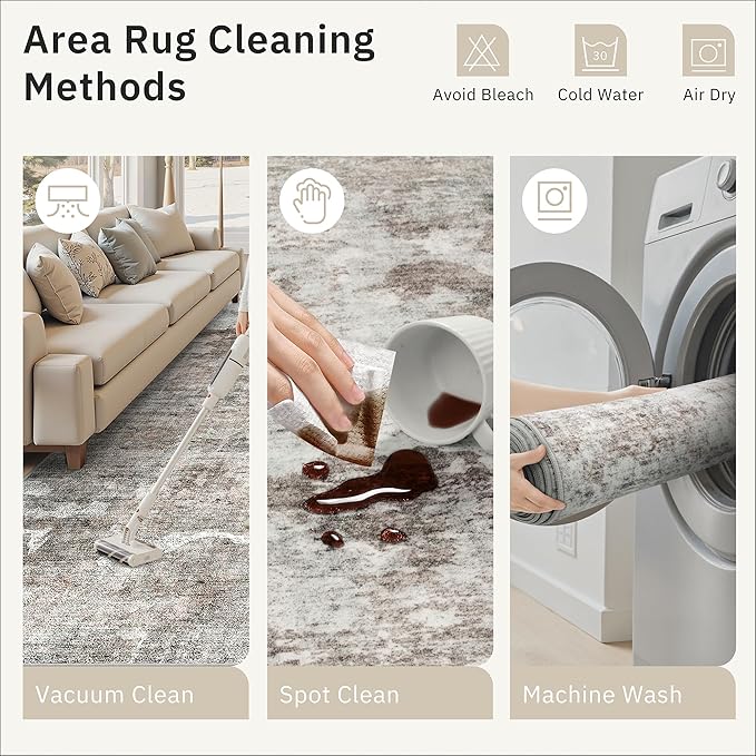 Washable Runner Rug, 2'6" x 8' Non-Slip Kitchen Vintage Foldable 2.5x8ft Hallway Runners for Entryway, Laundry, Bedroom, Pink/Grey