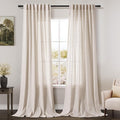 Tan Beige Linen Curtains 94 inch Length for Living Room 2 Panel Set Burlap Textured Semi Sheer Drapes Rustic Country Window Treatment Farmhouse Drop Cloth Curtain 94 inches Long for Dinning Room