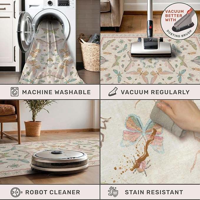 Hazo Haus Light Pink Bathroom Rug - Washable 2x3 Small Kitchen Rugs for Powder Room, Front Door Indoor Entrance, Low Pile Stain Resistant, Colorful Pastel Aethestic