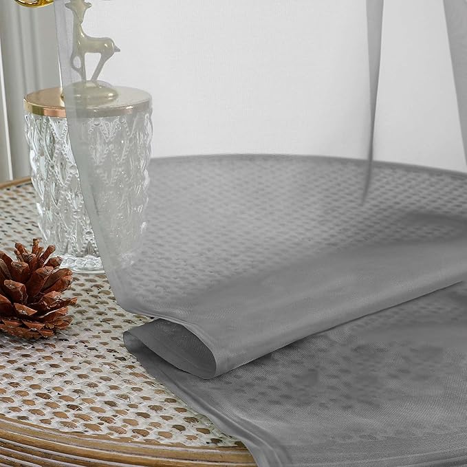 OWENIE Sheer Curtains 84 Inches Long 2 Panels Set, Sheer Grey Curtains for Living Room Bedroom 59 Inch Extra Wide, Modern Voile Filmy Rod Pocket Drapes, 2 Pcs, Each 59 W x 84L, Grey