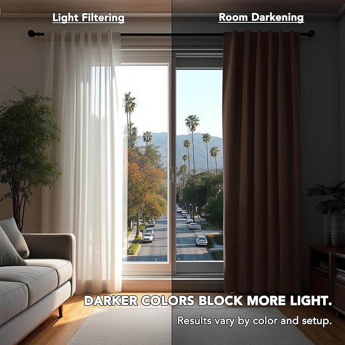 Deconovo Blackout Curtains, Thermal Insulated, W70 x L84 2 Panels, Back Tab, Machine Washable, Room-Darkening Drapes for Bedroom/Living Room Brown