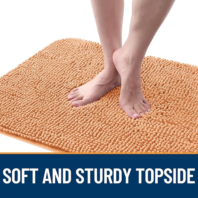 OLANLY Dog Door Mat for Muddy Paws 30x20, Absorbs Moisture and Dirt, Absorbent Non-Slip Washable Doormat, Quick Dry Chenille Mud Mat for Dogs, Entry Indoor Entryway Carpet for Inside Floor, Orange