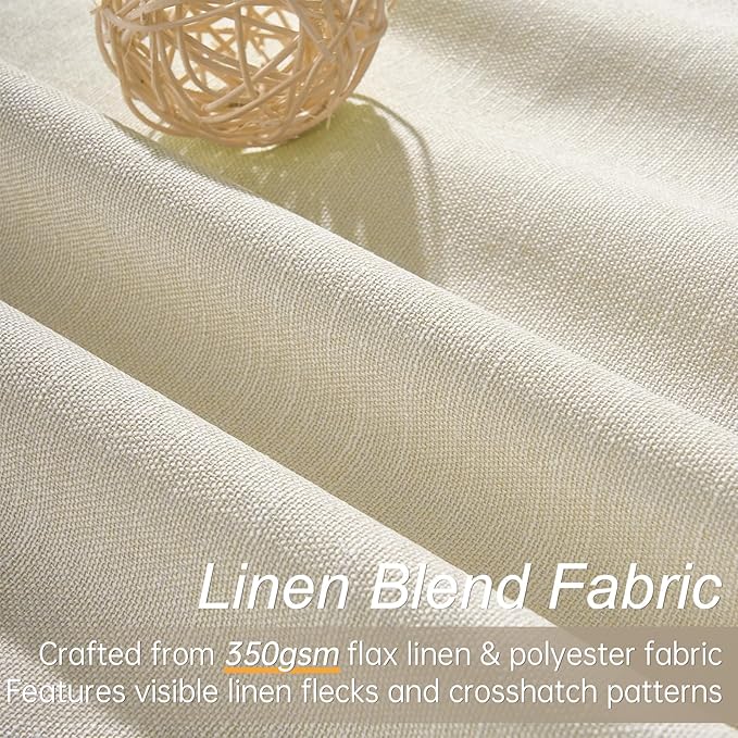 Topfinel 100 Inch Long Ivory White Black Out Custom Drapery Panels, Ceiling Neutral Country Opaque Window Coverings, Sun Blocking Back Tab Modern Heat Blocking Back Tab Curtains for Bay Window