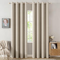 MIULEE Linen Curtains for Bedroom 100% Blackout Thermal Insulated Stone Grommet Room Darkening Curtains & Drapes Fall Decor for Living Room Nursery 52 x 90 Inch (2 Panels)