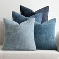 MIULEE Pack of 4 Couch Throw Pillow Covers 26x26 Inch Neutral Blue Soft Decorative Chenille Pillow Covers Farmhouse Accent Cushion Covers for Boho Western Spring Home Decor Sofa Bedroom Living Room