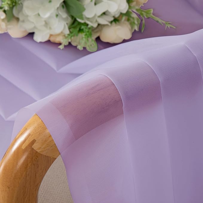 Chyhomenyc Lilac Sheer Curtains 54 Inch Long 2 Panels, Light Filtering Rod Pocket Voile Short Curtains Drapes for Living Room Bedroom Small Windows, 42Wx54L Inches