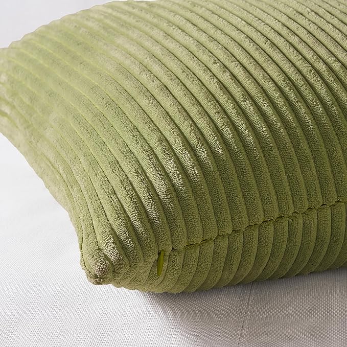 Topfinel 22x22 Decorative Large Throw Pillows Covers Set of 4,Yellow Green Mix Design Corduroy Bed Cushion Case,Couch Sofa Living Room Euro Shams No Insert,Summer Home Decor