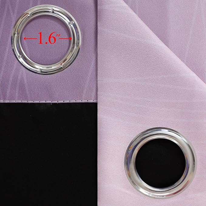 Estelar Textiler Pink and Purple Blackout Curtains for Bedroom, Thermal Insulated Drapes 108 Inches Long, Full Light Blocking Energy Saving Long Curtains for Living Room, 52Wx108L, 2 Panels