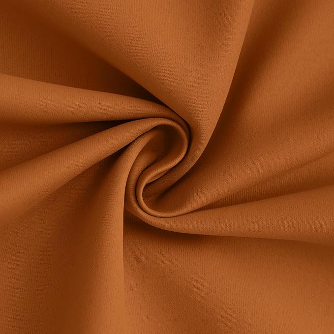 Yakamok 100% Blackout Curtain Panels 84 inches Cold and Light Blocking Drapes for Nursery, 2 Thick Layers Thermal Insulated Draperies (2 Pieces, 50 Wide Each Panel, Burnt Orange/White Backing)