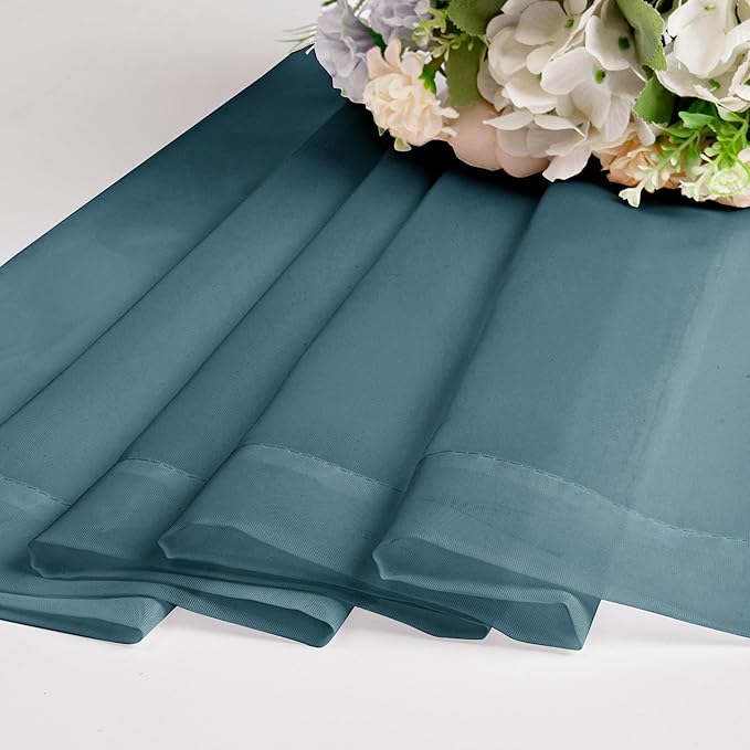 Chyhomenyc Sheer Valances for Windows 2 Pack, Small Window Curtains for Living Room Bathroom Cafe Laundry Basement, Modern Top Dual Rod Pocket Voile Curtain, 42W x 18L inches, Stone Blue