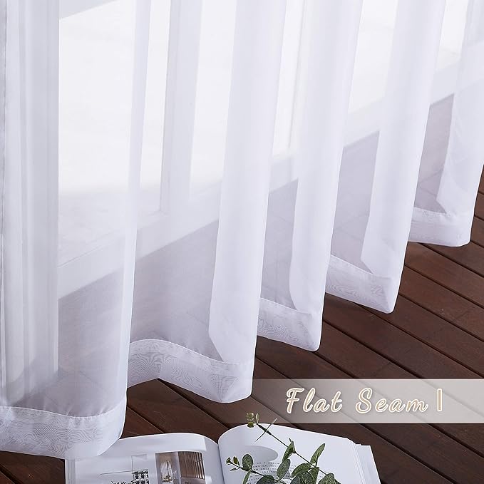NICETOWN White Sheer Curtains for Bedroom Windows 84" Length with Width 37" Per Panel, Grommet Casual Voile Sheer with Light Filter Window Treatments for Nursery/Apartment/Living Room, Set of 2