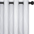 Deconovo Kitchen Curtains, Room Darkening Drapes, Thermal Insulated Soundproof Grommet Drape, Silver Wave Dots Print, 52 x 45 Inch, Machine Washable Window Panels for Small Windows Nursery, Set of 2