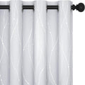 Deconovo Bedroom Curtains, Room Darkening Drapes, Thermal Insulated Soundproof Panel, Silver Wave Dot Print, 52 x 72 Inch, Machine Washable Window Panels for Living Room Home, Set of 2, Greyish White