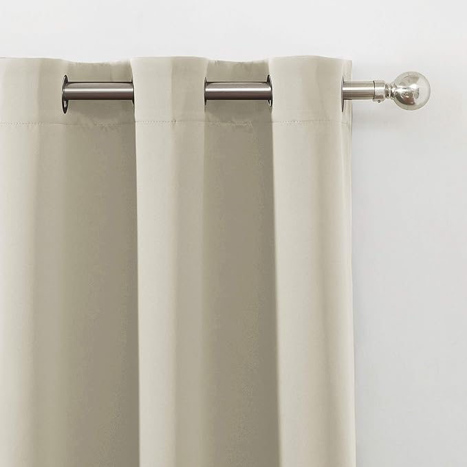 LEMOMO Light Beige Thermal Blackout Curtains/52 x 63 Inch/Set of 2 Panels Room Darkening Curtains