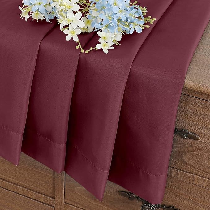 Burgundy Window Sheer Curtains 54 inch Length, Soft Airy Light Filtering Sheer Curtain 2 Panels, Dual Rod Pocket Gauze Drapes for Living Room Christmas Decoration, 2x42Wx54L Inches