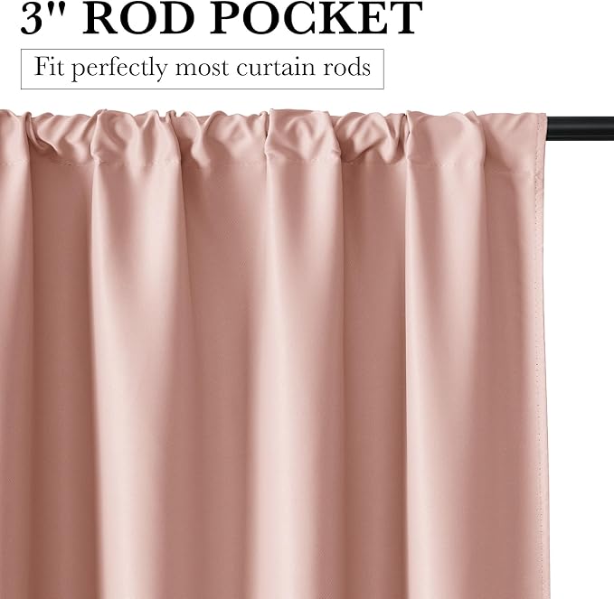 RYB HOME 100% Blackout Short Curtains for Small Window, Thermal Insulated Total Room Darkening Noise Reducing Curtains for Kitchen Bathroom Basement, 42 inches Wide by 45 inches Long, Peach Pink