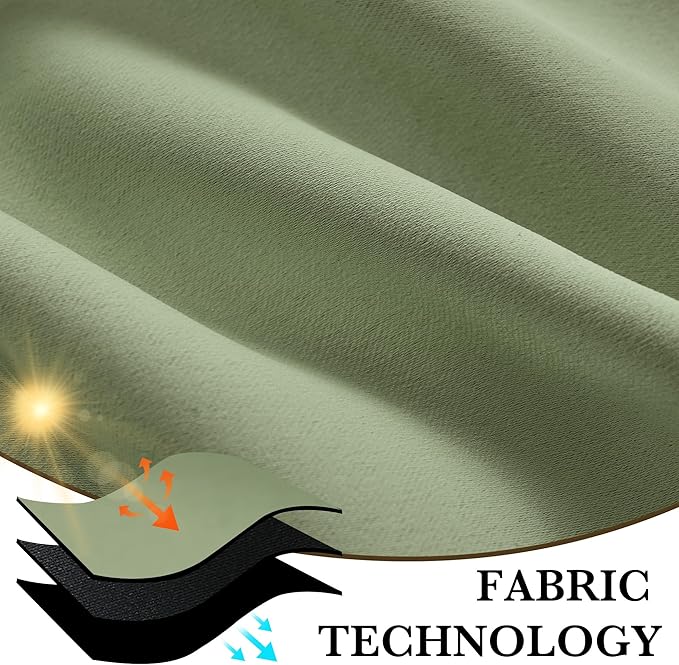 RYB HOME 100% Blackout Short Curtains for Small Window, Thermal Insulated Total Room Darkening Noise Reducing Curtains for Kitchen Bathroom Basement, 52 inches Wide by 36 inches Long, Sage Green