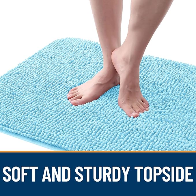 OLANLY Dog Door Mat for Muddy Paws 70x46, Absorbs Moisture and Dirt, Absorbent Non-Slip Washable Doormat, Quick Dry Chenille Mud Mat for Dogs, Entry Indoor Entryway Carpet for Inside Floor, Blue