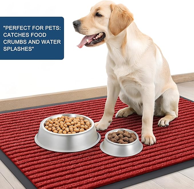 OLANLY Front Door Mat Indoor Outdoor Entrance, 2-Pack 71 x 47 Inch, Waterproof Heavy Duty Doormat, Fade Resistant, Low Profile, Easy Clean Patio Porch Welcome Floor Mats for Entry, Red