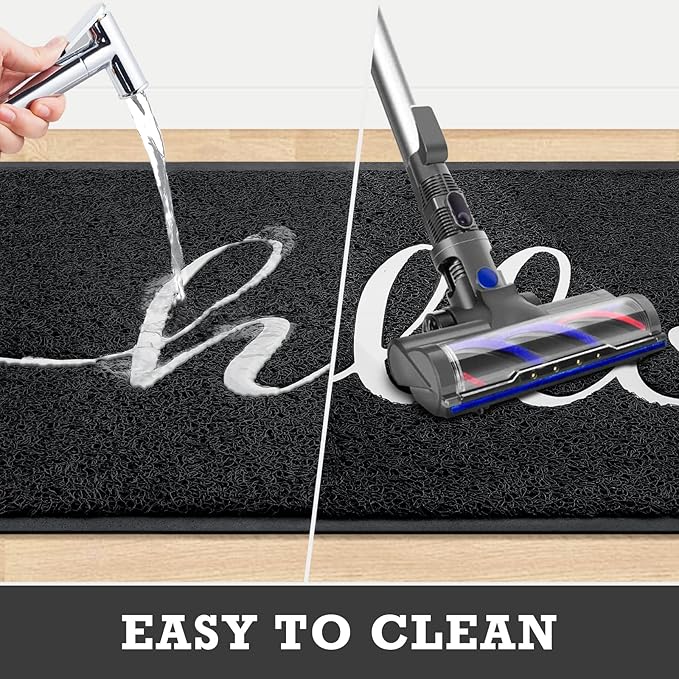 CozyBounty Door Mat Hello Mats Outdoor Indoor Non-Slip Doormat for Entryway Low-Profile Floor Mat for Yard, Garage, High Traffic Areas (30"x17.5", Black)