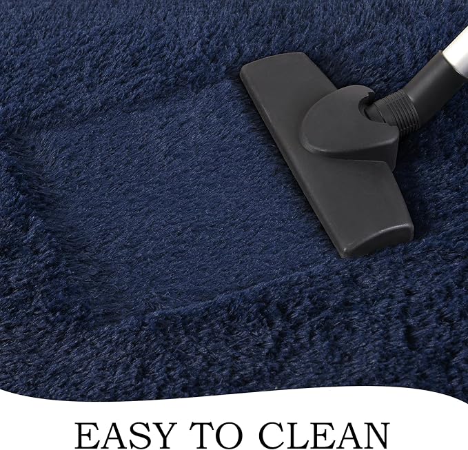 Chicrug Soft Runner Rugs for Bedroom Living Room Plush Fluffy Rug 3x10 Feet, Shag Furry Area Rug Carpet Non Shedding for Nursery Children Kids Girls Room Home Decorative, Navy Blue