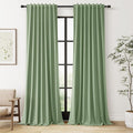Guken Light Sage 100% Blackout Linen Curtains 90 Inch Length 2 Panels Set for Living Room Bedroom Back Tab/Rod Pocket Thermal Insulated Black Out Drapes Room Darkening Window Curtains,52x90