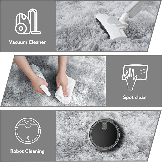 Shag Area Rug for Bedroom 4x6,Fluffy Area Rugs for Living Room,Soft Fuzzy Rug Non-Shedding Indoor Plush Carpet for Kids Bedroom Nursery Dorm Home Decor,Tie-Dyed Grey