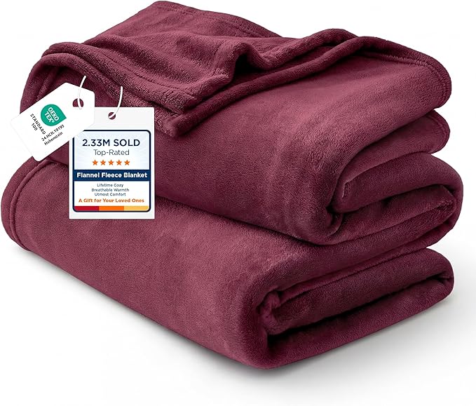 Bedsure GentleSoft Fleece Blankets Queen Size Red Burgundy - Bed Blanket Soft Lightweight Plush Fuzzy Cozy Luxury Microfiber, 90x90 inches