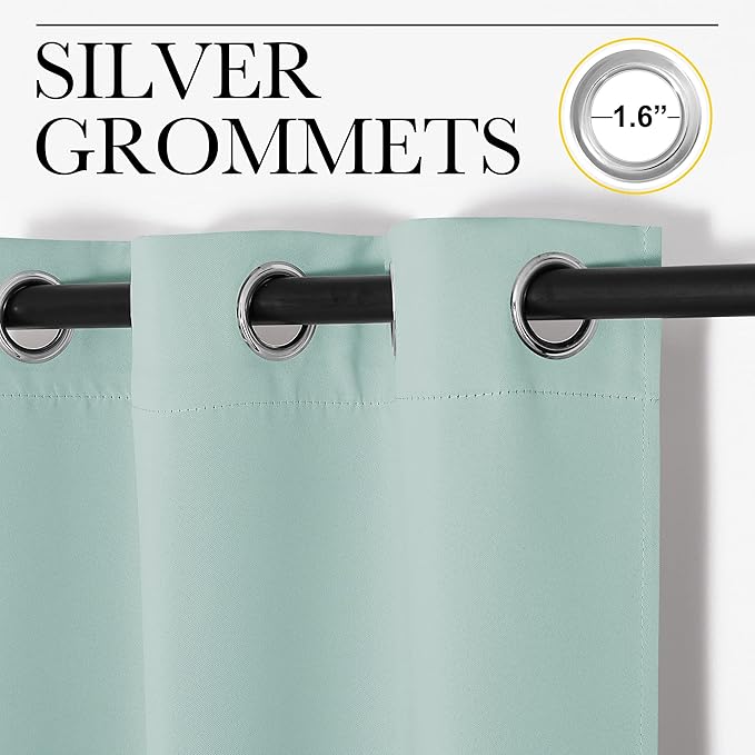 NICETOWN Blackout Window Curtains 70" L, 2 Panels, 34 inch, Aqua Blue, Grommet Top Room Darkening Thermal Insulated Vertical Window Drapes Modern for Flat/Apartment