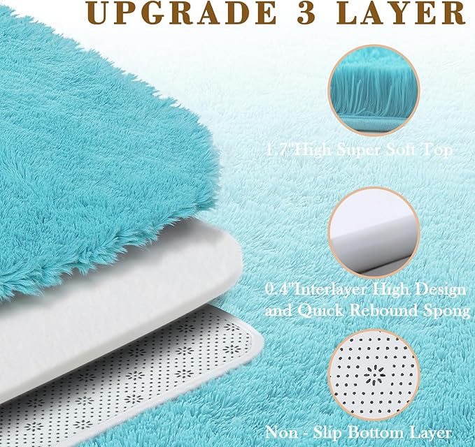 Rugs for Bedroom 4x6, Alfombras para Salas Shag Large Plush Soft Area Rug, Shaggy Carpets for Livingroom, Kids Boys Girls Home Decor Aesthetic(Teal Blue, 4 x 6)