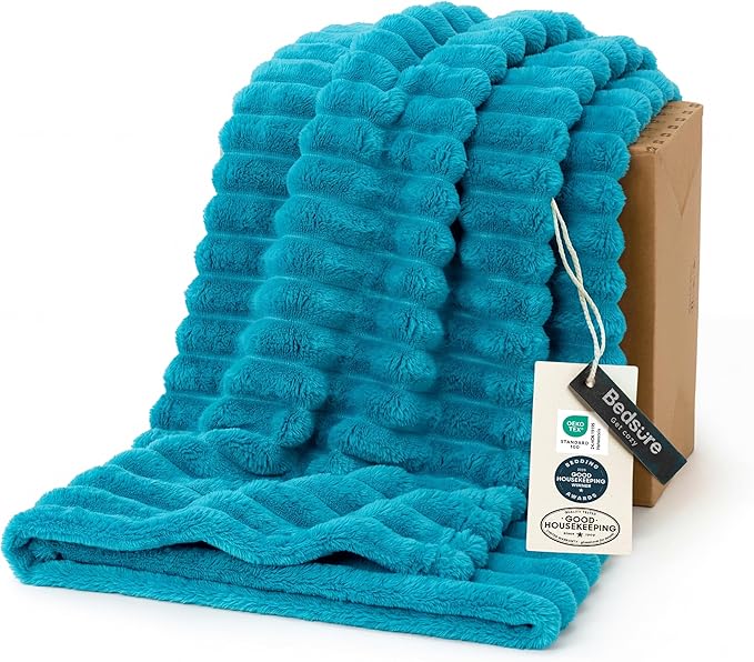 Bedsure Teal Fleece Blanket for Couch - Super Soft Cozy Twin Blankets for Women, Cute Small Throws for Girls, 60x80 Inches