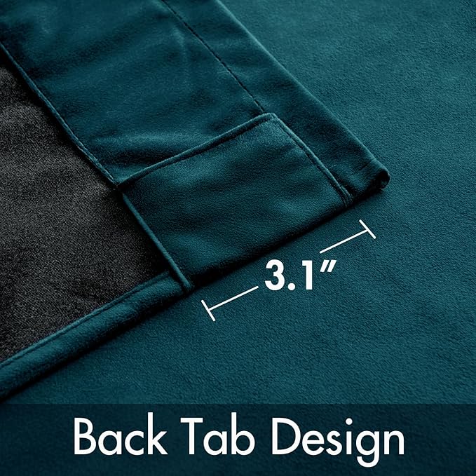 MIULEE Blue Velvet Curtains 96 inches 2 Panels - Luxury Room Darkening Curtains for Bedroom Living Room Thermal Insulated Super Soft Window Drapes Rod Pocket & Back Tab, Peacock Blue