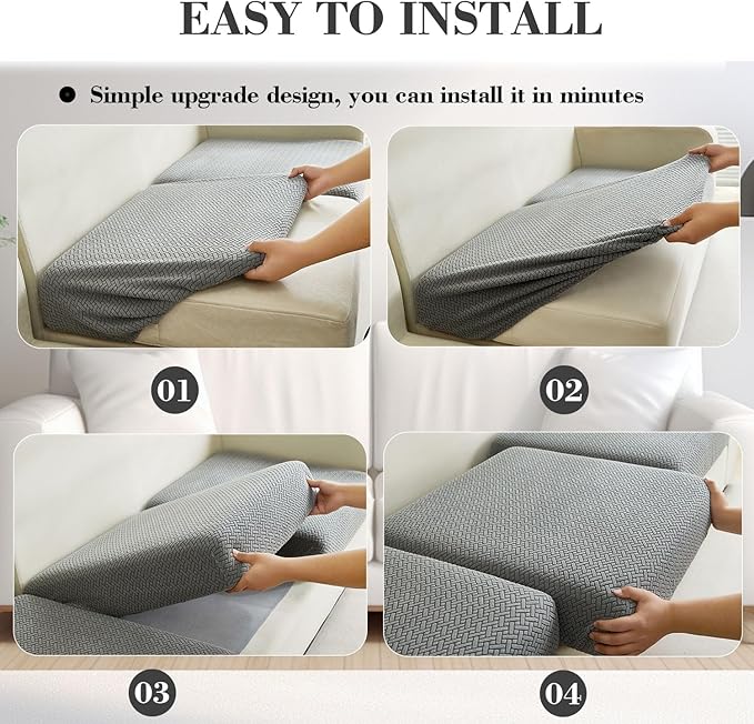 Sofa Covers Couch Covers for Sofa Pet Friendly Couch Cushion Covers Universal Sofa Covers Washable Stretch Slipcovers for Sectional Sofa (Texture Metal Gray,Headrest Cover)