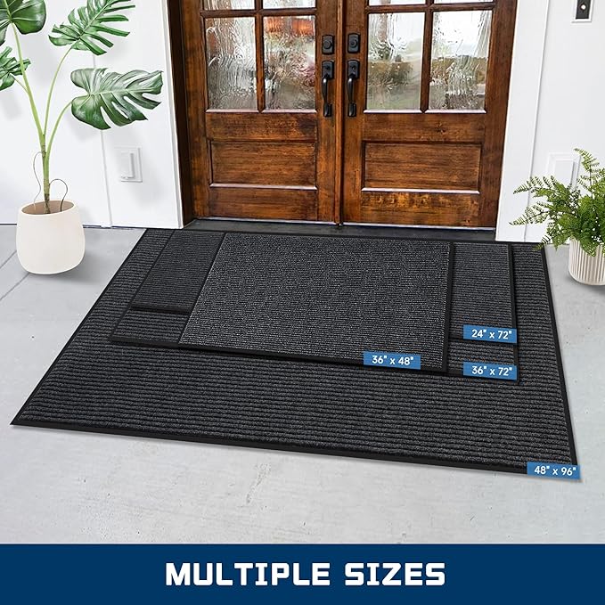 BesWin Front Door Mat, 3'x6' Indoor Outdoor Doormats, Heavy Duty Commercial Floor Mat Inside Outside Entrance, Non Slip Rubber Backing Welcome Mats for Entryway