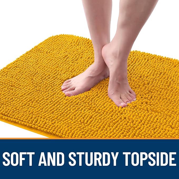 OLANLY Dog Door Mat for Muddy Paws 54x32, Absorbs Moisture and Dirt, Absorbent Non-Slip Washable Doormat, Quick Dry Chenille Mud Mat, Entry Indoor Entryway Carpet for Inside Floor, Golden Yellow
