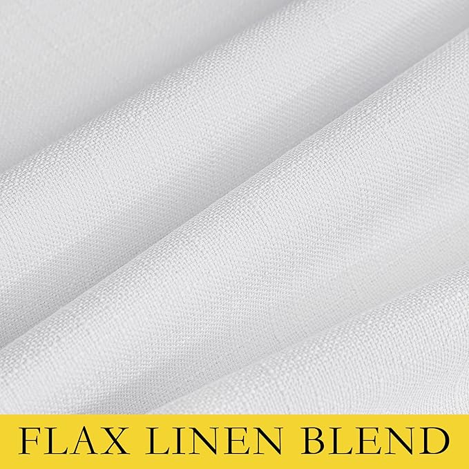 NICETOWN 100% Absolutely Blackout Linen Curtains with Thermal Insulated White Liner, White, 42 inches Wide, 45 inches Length Energy Saving Curtains for Cupboard 2 Panels Set, Vertical Blinds