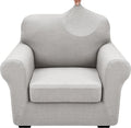 XINEAGE 2026 New 2 Pieces Chair Covers with Arms Super Stretch Chair Slipcover for Living Room Pet Dog Universal Slip Cover Anti Slip Armchair Furniture Protector (Silver Grey), 31"-46"(1 Cushion)