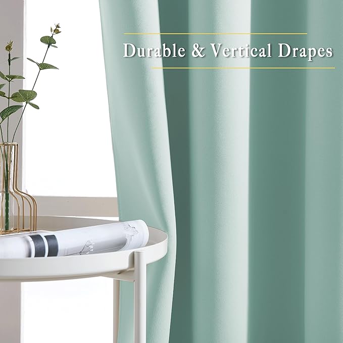 NICETOWN Privacy Blackout Doorway 80 inch Curtains, Grommet Light Blocking Window Treatments Thermal Drapes for Bedroom/Living Room, W46 x L80, 2 Panels, Aqua Blue