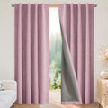 Joydeco Blackout Curtains for Bedroom - 100% Light Blocking 2 Panels Set Pink Drapes 42" W x 84" L, Thermal Insulated Room Darkening Curtains, Linen Textured for Living Room, Rod Pocket & Back Tabs