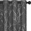 Deconovo Grey Blackout Curtains, Thermal Insulated Soundproof Drapes, Silver Branch Foil Print, 52 x 63 Inch, 2 Panels, Machine‑Washable Privacy Window Panel for Living Room Bedroom Nursery Office