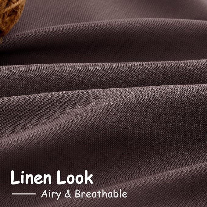 Coffee Brown Linen Curtains for Living Room 98 Inches Long Light Filtering Semi Sheer Curtain Back Tab Rod Pocket Luxury Modern Rustic Home Decor Neutral Drapes for Bedroom Dinner Room 52x98, 2 Panels