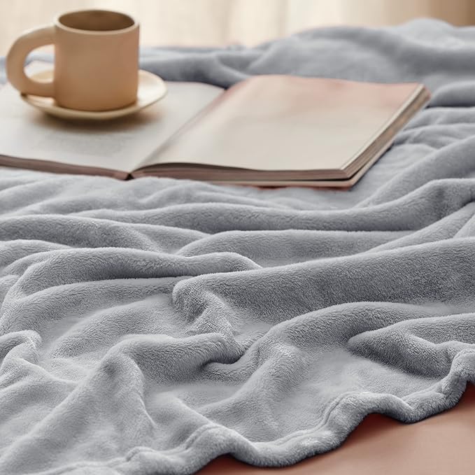 Bedsure GentleSoft Fleece Blanket California King Light Grey - Lightweight Plush Fuzzy Cozy Soft Bed Blankets, 102x96 inches