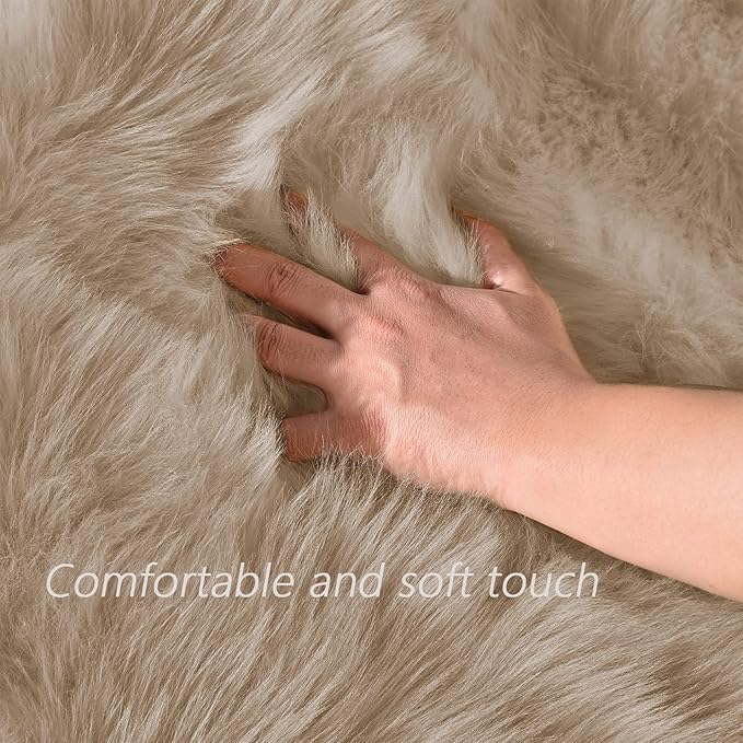 Latepis Throw 2x6 Rug Runner Light Brown Faux Fur Rug Washable Shaggy Rug Fluffy Plush Soft Rugs for Living Room Bedroom Dorm Floor Sofa Furry Beige
