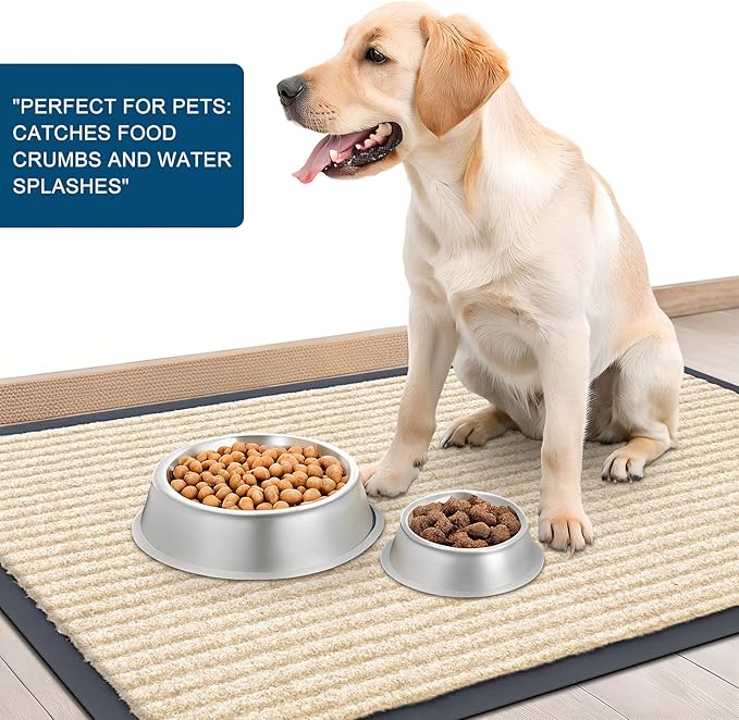 OLANLY Front Door Mat Indoor Outdoor Entrance, 2-Pack 47 x 23 Inch, Waterproof Heavy Duty Doormat, Fade Resistant, Low Profile, Easy Clean Patio Porch Welcome Floor Mats for Entry, Beige