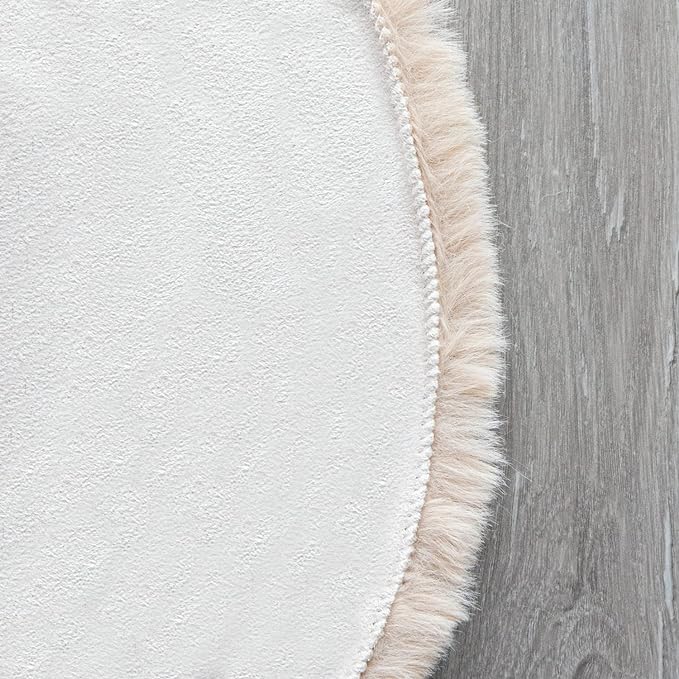 ORINOVA Light Brown Beige Plush Faux Rabbit Shaggy Fur Area Rugs for Living Room Washable Fuzzy Rug Runner Small 2x4 Nursery Rug