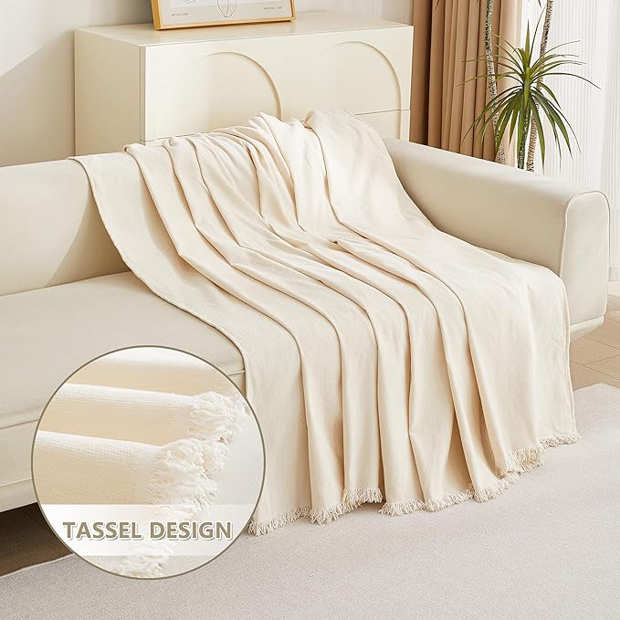 MYSKY HOME Couch Cover for Pets, Beige Couch Covers for 3 Cushion Couch Sofa, Couch Covers Sectional L Shape Chenille Couch Cushion Covers for Pets, Throw for Dogs, Kids, 71" X150"