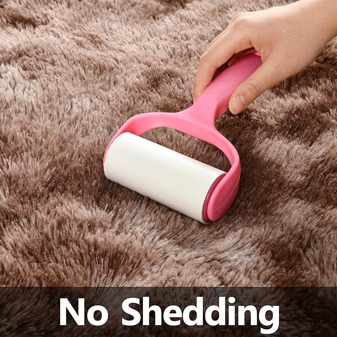 Deerhoo Shag Area Rug, 4 X 6 Tie-Dyed Plush Fuzzy Rugs for Living Room, Ultra Soft Fluffy Furry Rug for Bedroom, Indoor Carpet Nursery Rugs for Kids Room Home Decor, Coffee
