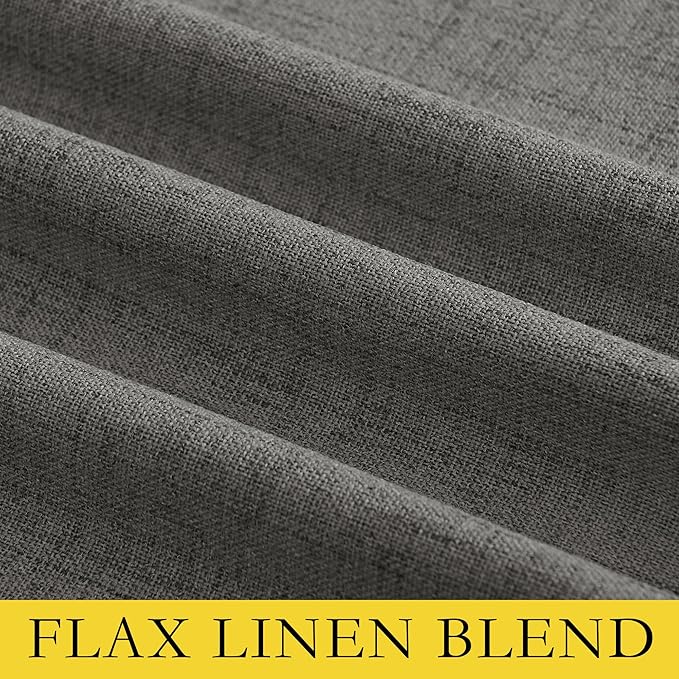 NICETOWN Grizzle Gray Vintage Linen 100% Blackout Curtains for Living Room, Thermal Insulated Curtains 102“ Long, Noise Reducing Window Treatment Drapes for Home Office, 62" Wide Per Panel, Set of 2